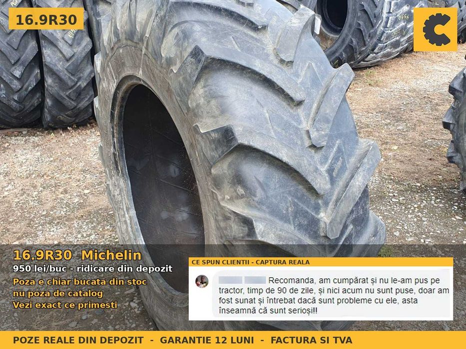 Anvelope Cauciucuri 16.9R30 16.9 R30 16930 420/85R30 Michelin Tractor Utilaje Agricole Radial SH Second Hand FACTURA TVA Garantie 1 An Factura