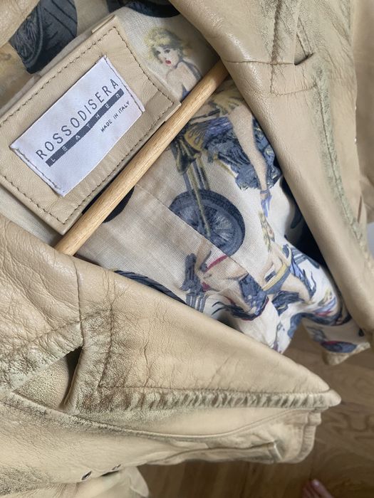 Geaca piele naturala bej dama marimea S