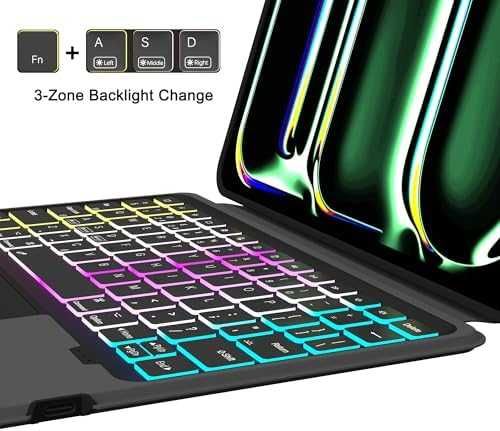 Нов Клавиатура Калъф за таблет iPad Pro 11 2024 M4, Подсветка и Тъчпад