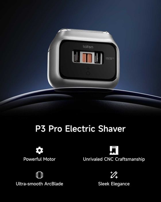 Laifen P3 Pro – Мъжка електрическа самобръсначка за лице с 3 ножчета (сребриста)