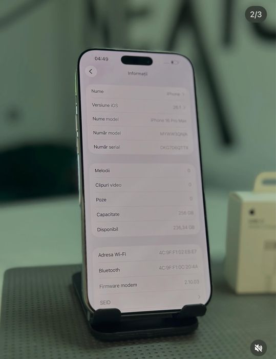 Iphone 16 ProMax 256 Gb baterie 100% Magazin