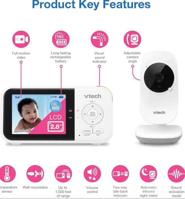 Видеоняня Радионяня Beby Monitor VTech VM819 Размер экрана 2,8 LCD