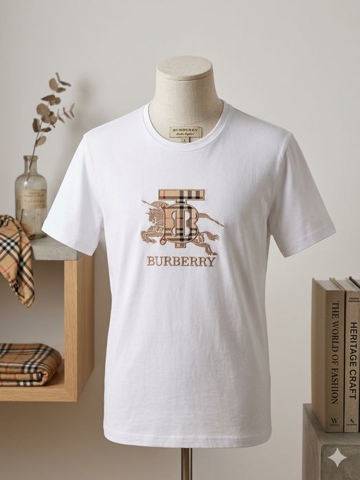 Tricou Burberry White Embroidered Logo  NOU