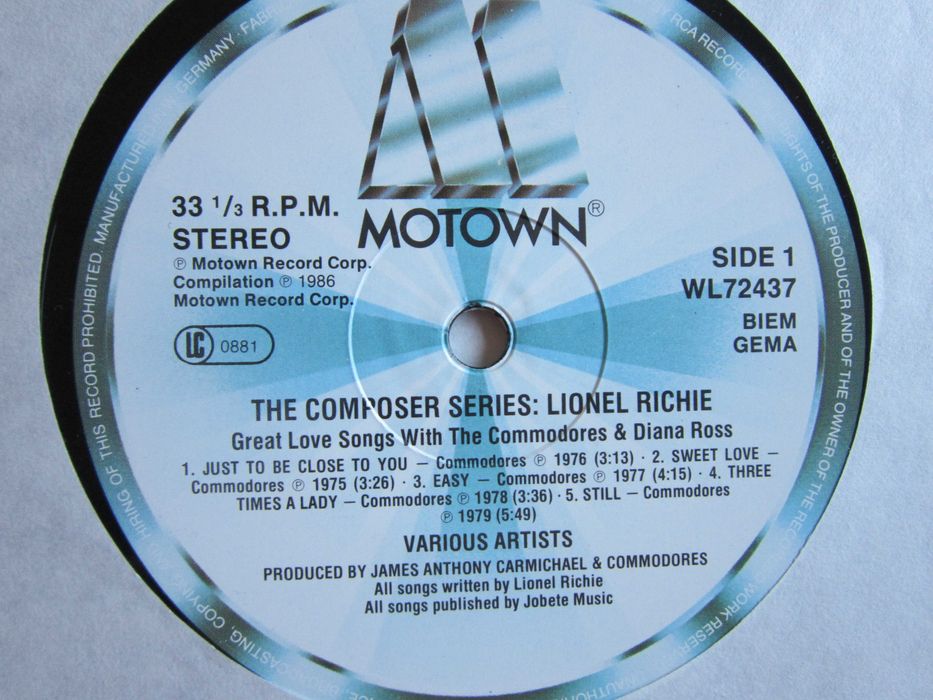 vinil The Commodores Great Love by Lionel Richie,Germany 1986