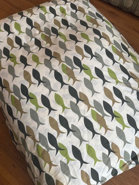 Пуф за сядане с калъф с рибки + декоративна възглавница