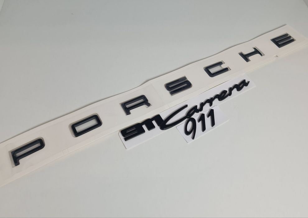 Emblema-Scris-Porsche-911-Carrera-Macan-Cayenne-Panamera-Negru-Lucios