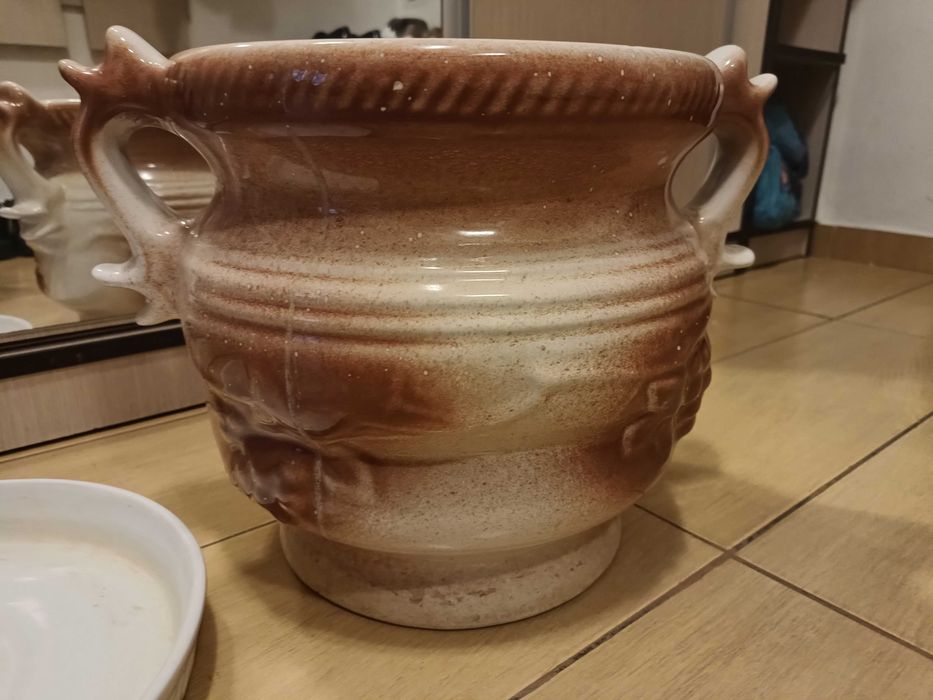 Superb vas/oală ceramică glazurată f mare, h 35 cm înălțime si 30 diam