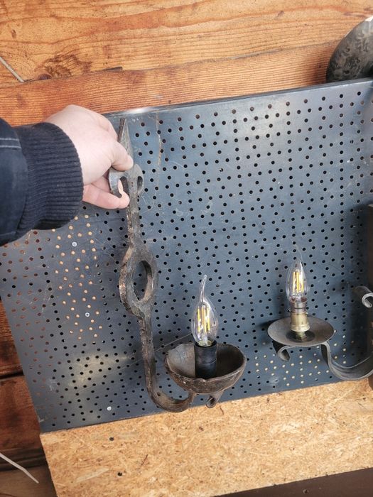 Set 5 piese forjate candelabru, lustra, rustic