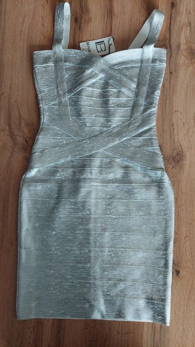 Дамска еластична рокля сребро