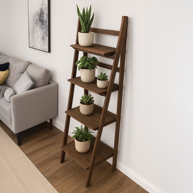 113см! Висок цветарник в дървесен цвят