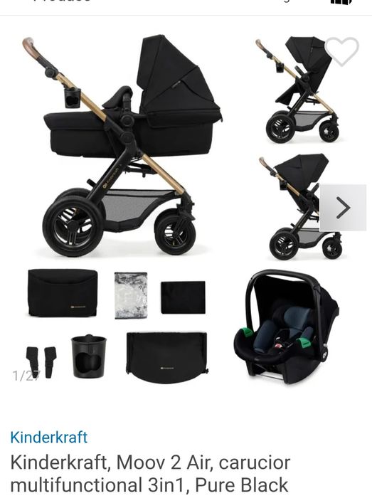 Căruț bebe 3 in 1 scaun auto