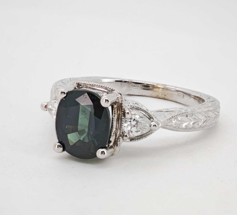 Inel 14k diamante naturale si safir 2.57ct