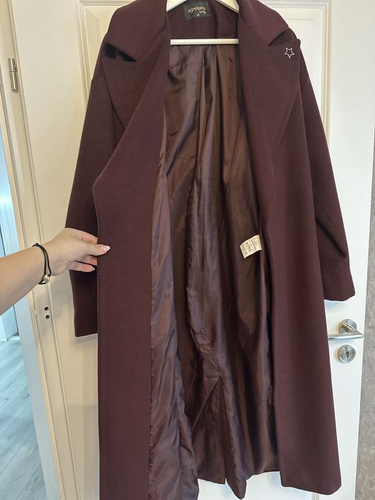 Palton wool vișiniu