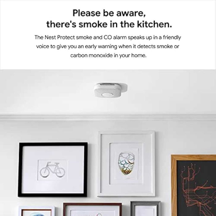 Senzor de CO & Fum Nest Protect,Google Nest,pe baterii,Wi-Fi ,sigilat