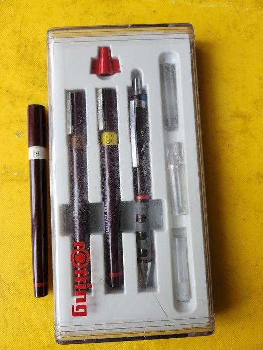 рапидографи немски Rotring mod.Micronorm 0,25/0,35/0,50/0,60(+1,4)мм,работещи+туш и по-малък комплект