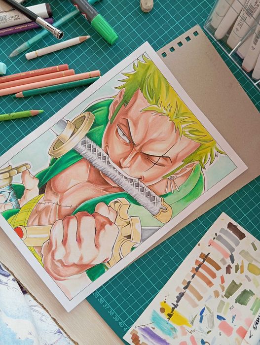 Аниме рисунки / One Piece, Demon slayer ,Формат А4+ рамка