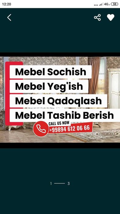 Mebel zborka Mebel razborka Mebelchi usta Mebel tamirlash Restavratsa