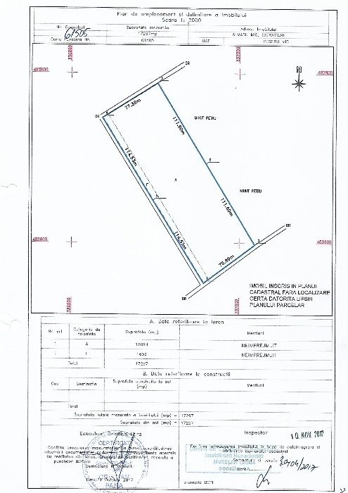 1,7 ha de teren, expunere sud,  pentru casă în livadă