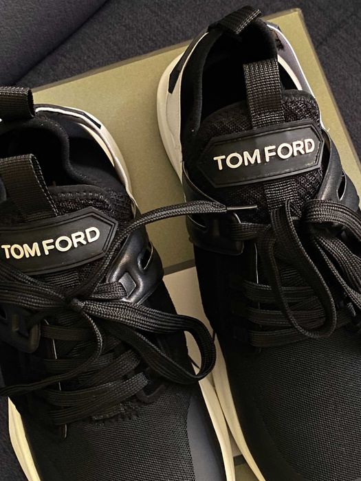 TOM FORD Jago panelled logo-patch sneakers