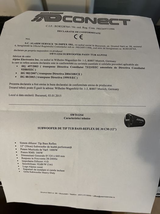 Subwoofer 1000w Alpine