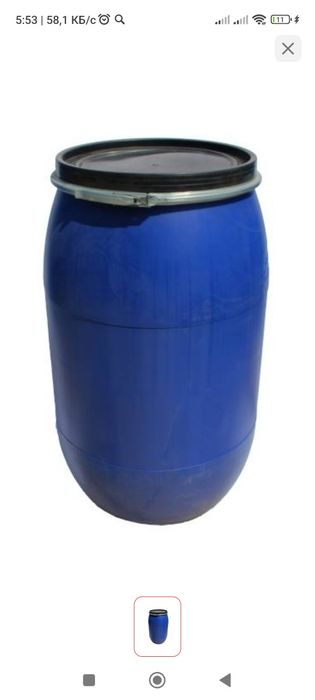 Бочка, бочок, пластмассовая, синяя,  синий, пластмасса, 250 л 100 шт