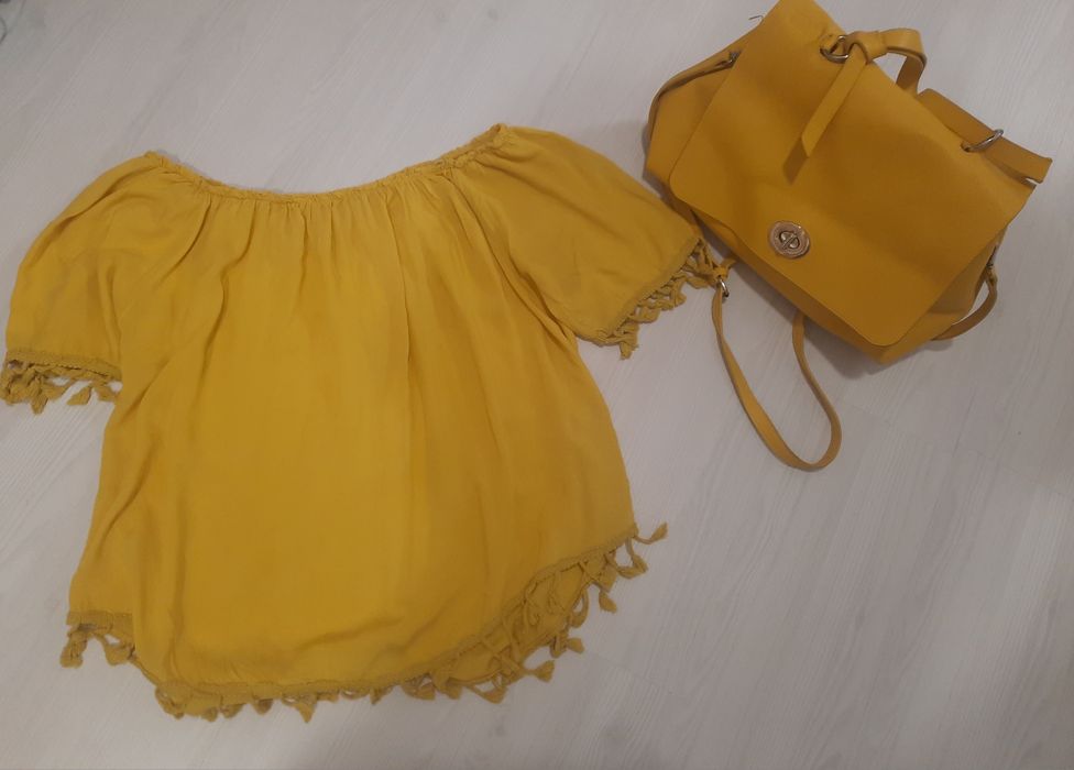 Geanta și bluză mărimea S-M, culoarea muștar