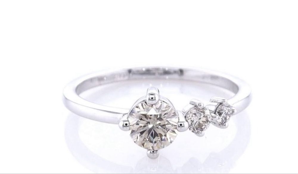 Inel de logodnă Aur Alb 14K, Diamant Natural 0.66 ct, Mărimea 55 (IGI)