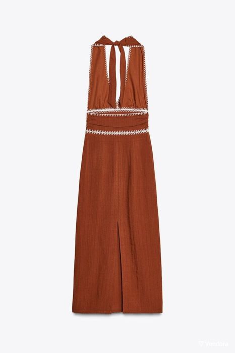 ZARA рокля лен с отворен гръб р-р ХС