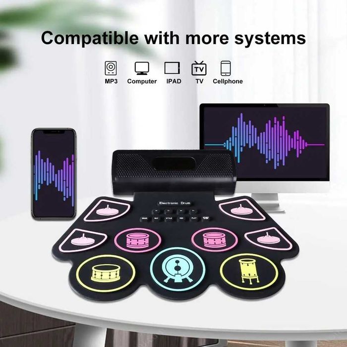 Нов Преносим електрически барабанен комплект COOLMUSIC сгъваем барабан