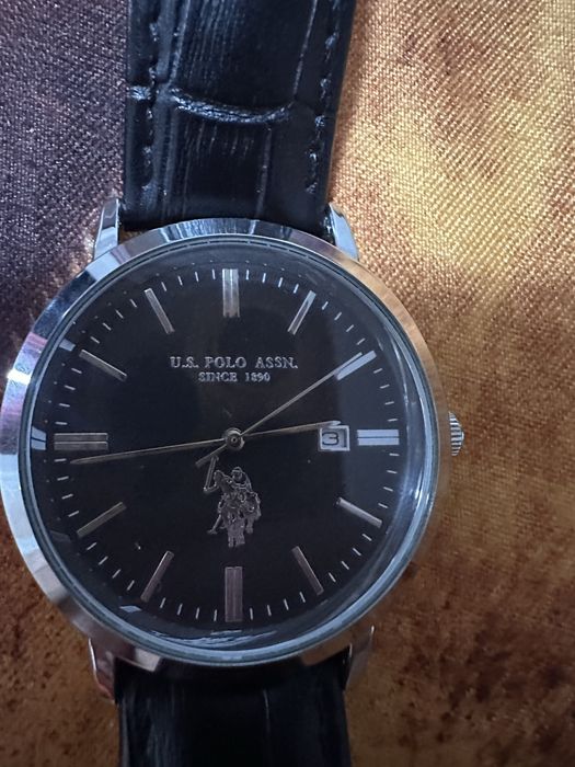 Ceas bărbați U.S. Polo Assn. Oliver / Cadran negru & curea piele nou fără etichetă