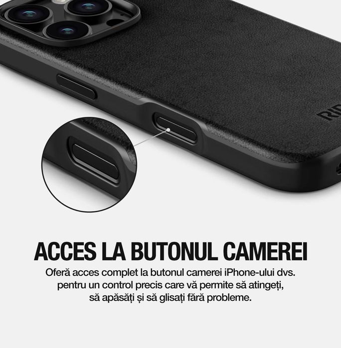 Husa iPhone 16 Pro piele neagra sigilata