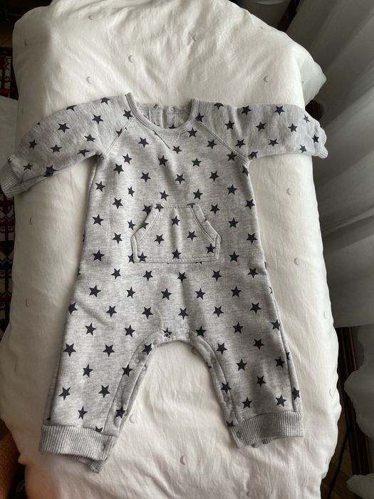Salopeta Petit Bateau bumbac gros, marimea 74