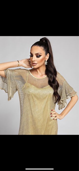 Златиста рокля Глория Gold - Gueen by N.G , размер М