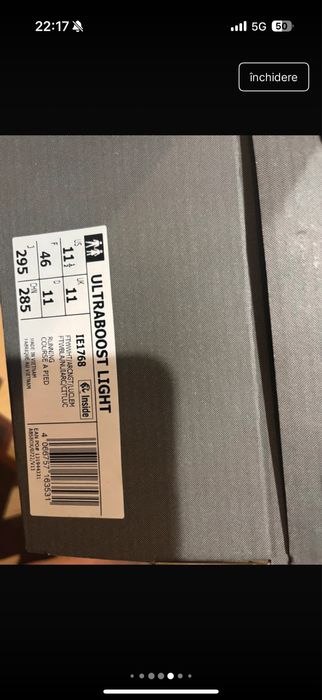 Vand adidasi ultraboost light, marimea 46