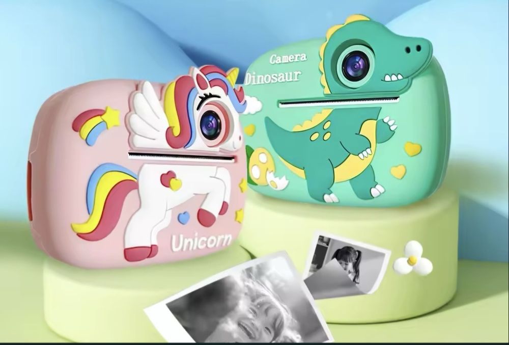 Детски фотоапарат с принтер динозавър , еднорог