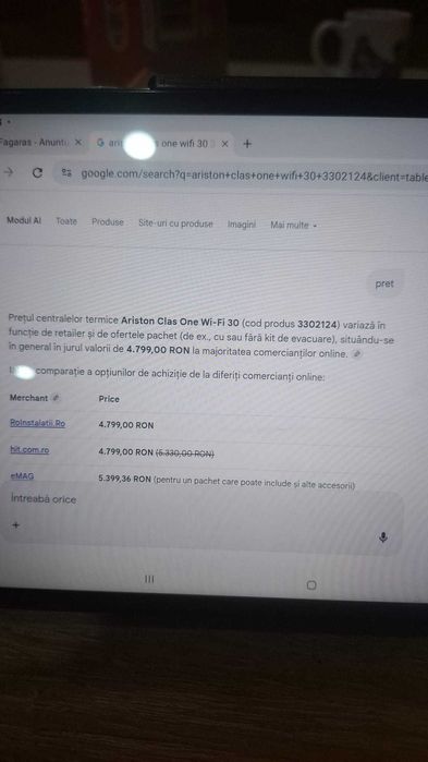 Vând centrala Ariston one wifi 30