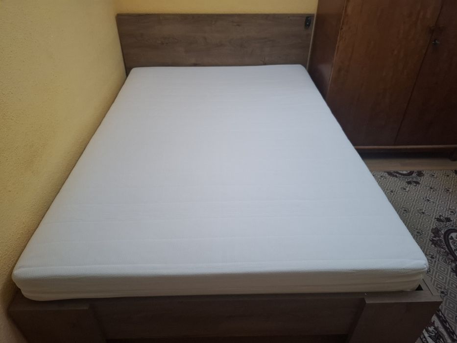 Pat matrimonial complet 140x200 cm + Saltea NOUĂ Bien Dormir Ecostar