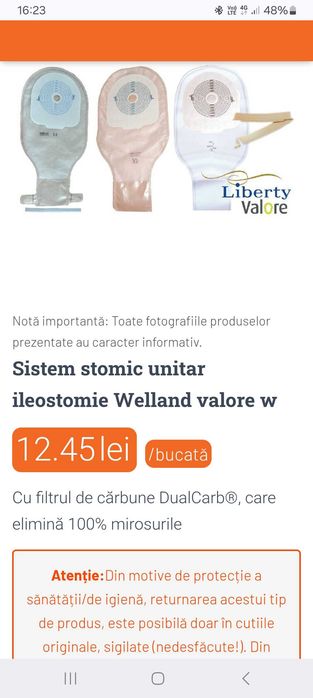 Saci colostoma cu evacuare ( Welland ). Trasparente.