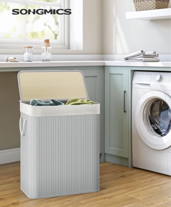SONGMICS бамбуков кош за пране с капак 100 литра