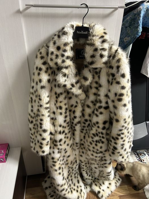 Шуба леопард пушистая