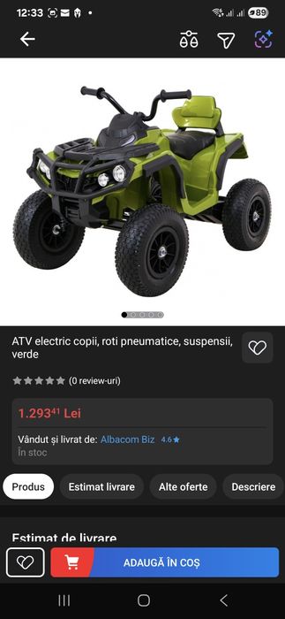 ATV copii cu roti de cauciuc gonflabile 2x45w