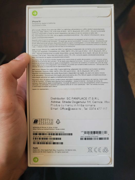 iphone 14 blue, 512 gb, NOU, SIGILAT, câștigat la concurs