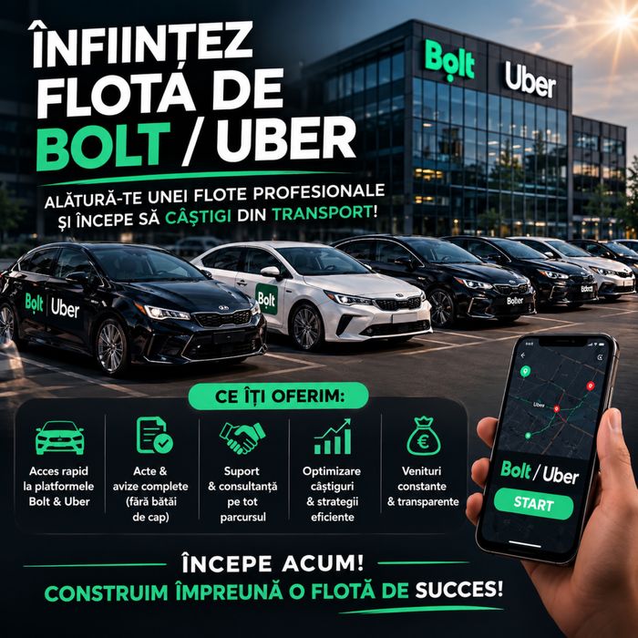 Deschidere flota ridesharing bolt si uber - autorizare completa arr - autorizatie transport alternativ -manager transport - copie conforma si ecusoane