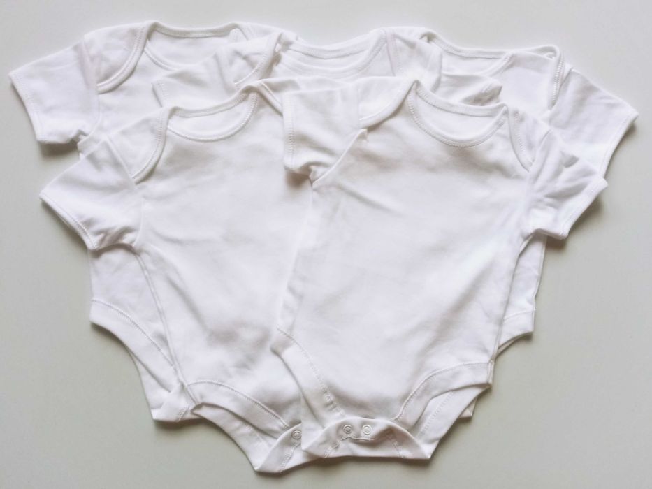 5 бр бели бебешки бодита George, нови, размер 3-6 мес, 62-68 см
