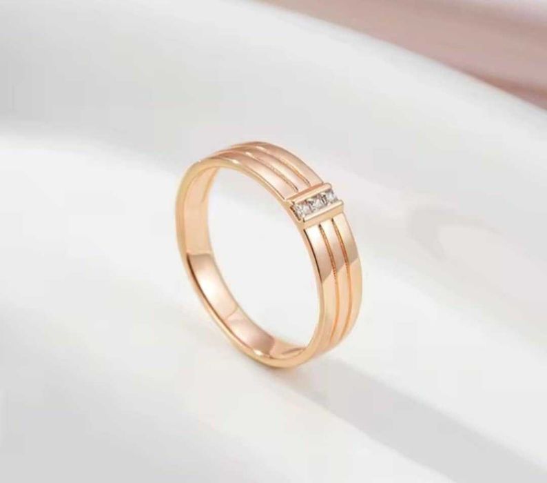 GR14,inel placat aur 14k,model unisex, nou/marcat, zirconii albe