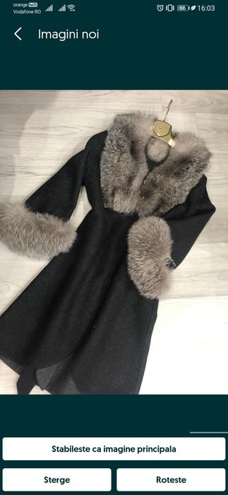 Paltoane din lână Alpaca/ blană vulpe