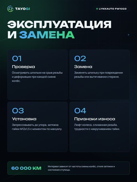 Шпилька ступицы колеса LYNXAUTO FW1023
