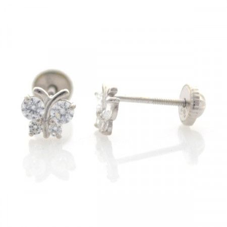 Cercei copii aur 14k Fluturasi cu 4 pietricele