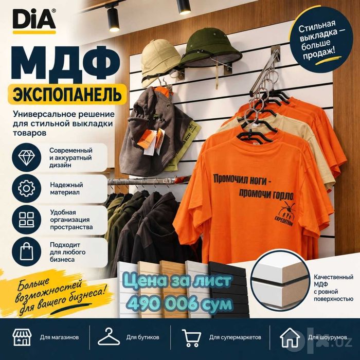 Ekspopanel MDF va plastik ekspopanel, savdo uskunalari