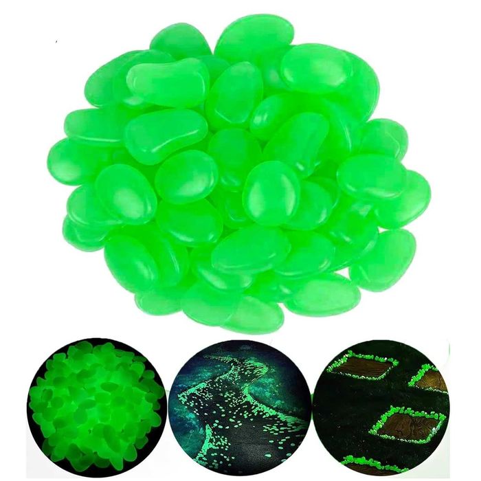 Pietre decorative fluorescente verzi 100 buc pentru alei vaze acvarii